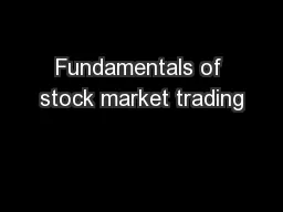 Fundamentals of stock market trading