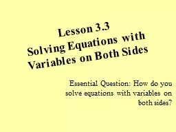 Lesson  3.3 Solving Equations