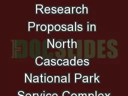 Evaluating Research Proposals in North Cascades National Park Service Complex