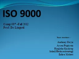 ISO 9000 Comp 587 –Fall 2012