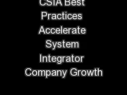 CSIA Best Practices Accelerate System Integrator Company Growth