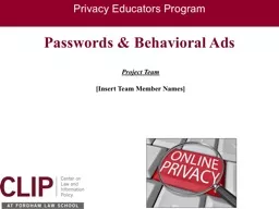 Passwords & Behavioral Ads