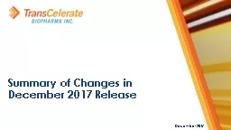 December 2017 Summary of Changes in