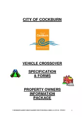 CITY OF COCKBURN VEHICLE CROSSOVER SPECIFICATION  FORM