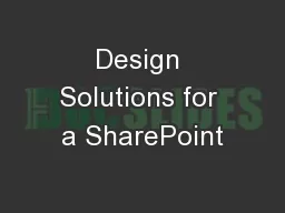 Design Solutions for a SharePoint