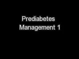 Prediabetes Management 1