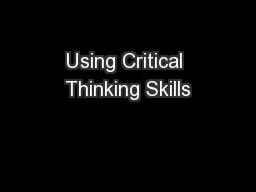 Using Critical Thinking Skills