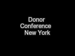 Donor Conference  New York