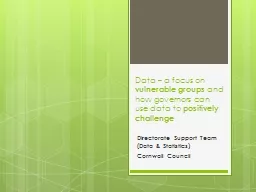 Data – a focus on  vulnerable groups