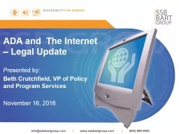 ADA and  The Internet – Legal Update