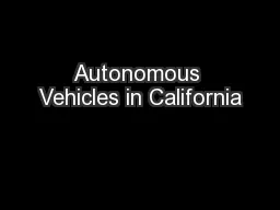 Autonomous Vehicles in California
