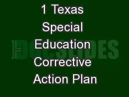 1 Texas Special Education Corrective Action Plan