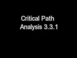 Critical Path Analysis 3.3.1
