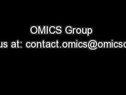 OMICS Group Contact us at: contact.omics@omicsonline.org