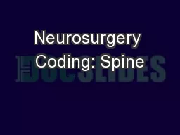 Neurosurgery Coding: Spine