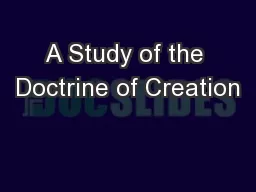 A Study of the Doctrine of Creation