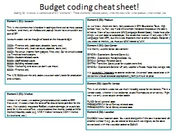 Budget coding cheat sheet!