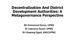 Decentralization And District Development Authorities: A Metagovernance Perspective