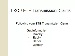 LKQ / ETE Transmission Claims