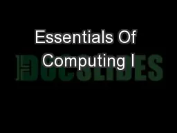 Essentials Of Computing I
