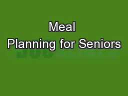 Meal Planning for Seniors