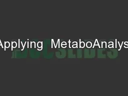 Applying  MetaboAnalyst