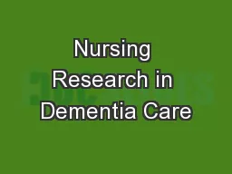 Nursing Research in Dementia Care