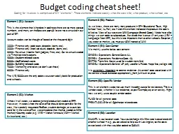 Budget coding cheat sheet!
