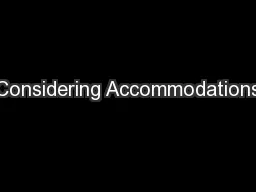 Considering Accommodations