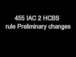 455 IAC 2 HCBS rule Preliminary changes