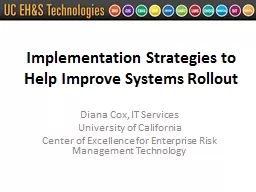 Implementation Strategies to Help Improve Systems Rollout