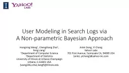User Modeling in Search Logs via                  A Non-parametric Bayesian Approach