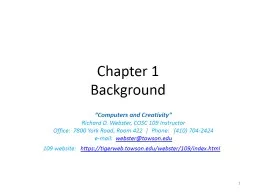 Chapter 1 Background “Computers and Creativity”