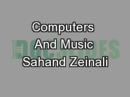 Computers And Music Sahand Zeinali