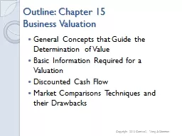 Outline: Chapter  15 Business Valuation