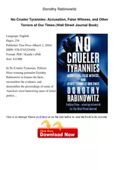Dorothy Rabinowitz No Crueler Tyrannies Accusation Fal