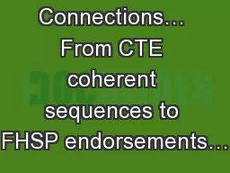 Connections… From CTE coherent sequences to FHSP endorsements…