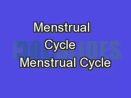Menstrual  Cycle   Menstrual Cycle