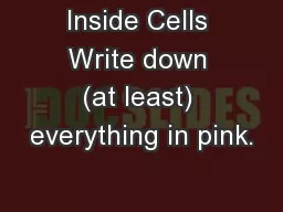 Inside Cells Write down (at least) everything in pink.