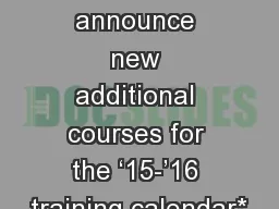 CalHR  is pleased  to announce new additional courses for the ‘15-’16 training calendar*