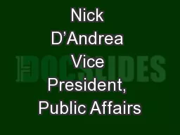 Nick D’Andrea Vice President, Public Affairs