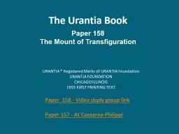 The Urantia Book Paper 158