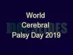 World Cerebral Palsy Day 2019
