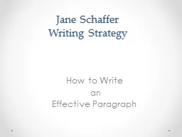 Jane Schaffer  Writing Strategy
