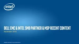 November 2018 Dell EMC & Intel SMB Partner & MSP Recent Content