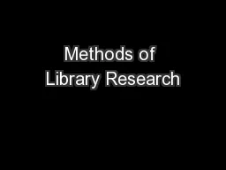 Methods of Library Research