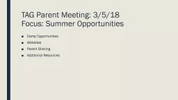 TAG  Parent  Meeting: 3/5/18