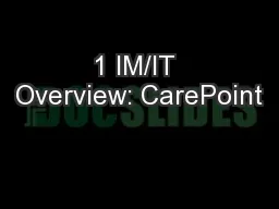 1 IM/IT Overview: CarePoint