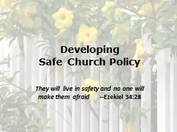 Developing Safe Church Policy