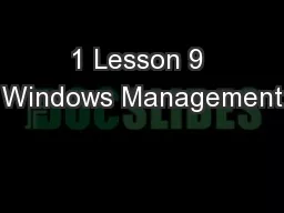 1 Lesson 9 Windows Management